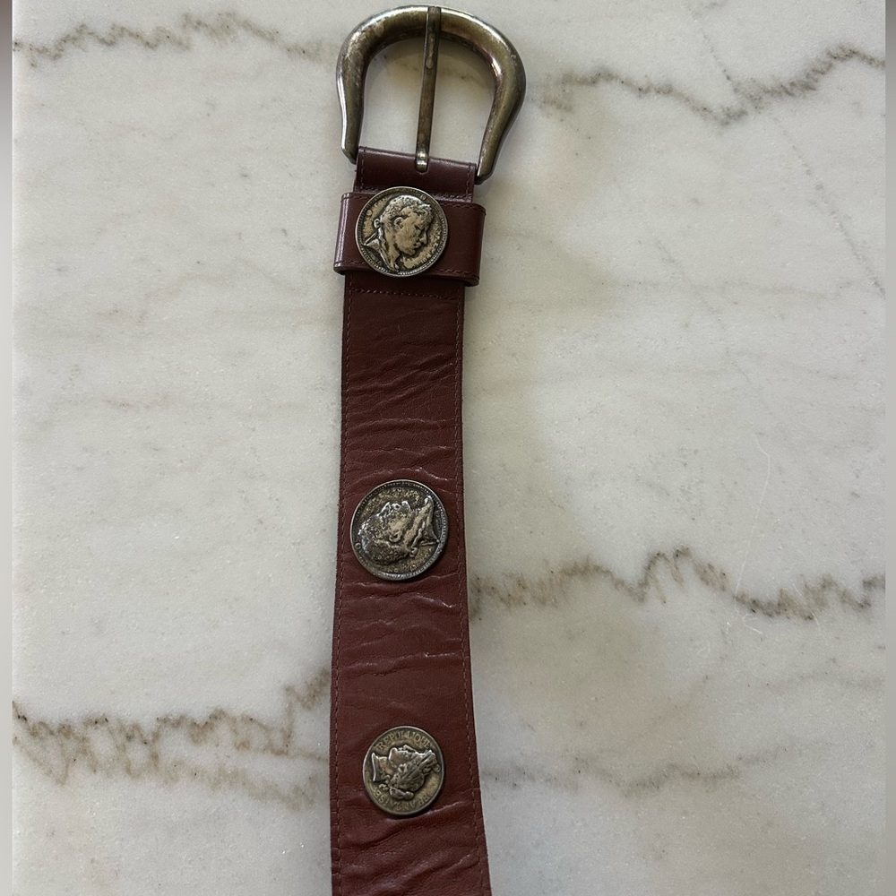 Republique Franchise Genuine Leather Coin Belt With Silver Accents Size S. - Picture 3 of 5